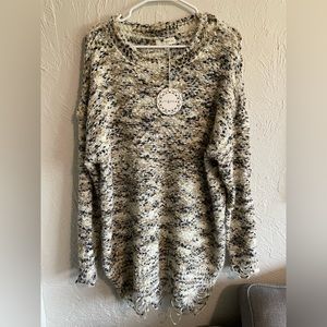 Frayed tunic sweater